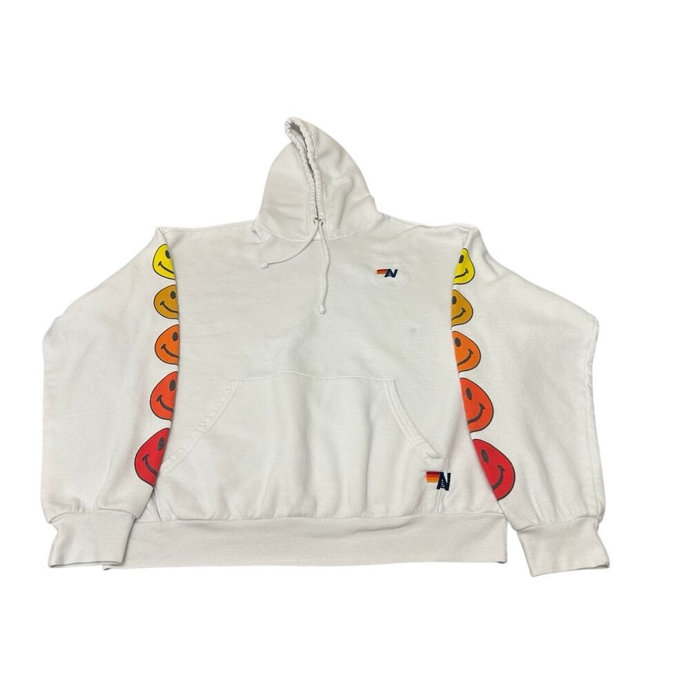 Aviator Nation Smiley Sunset Pullover Hoodie M
